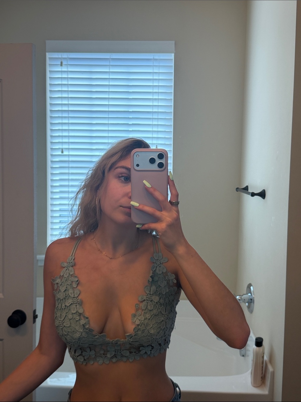 Lace Floral Bralette in Sage Green
